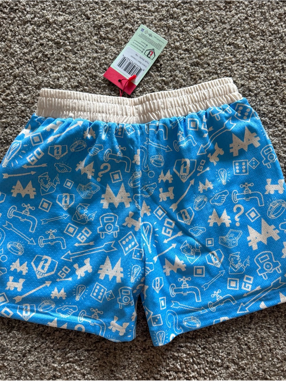 Youth medium Blue monopoly B101 Shorts with Cream Waistband